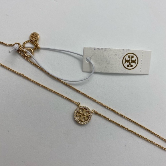 Tory Burch Crystal Logo Pendant Necklace - Picture 3 of 3